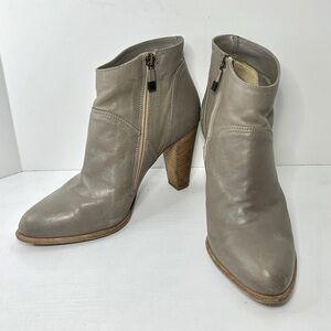 Alberto Fermani Taupe Leather Heel Side Zip Ankle Bootie Boots Size 38 EU 7.5 US